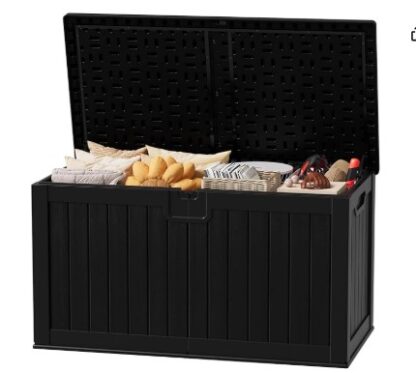 JUMMICO 250 Gallon Outdoor Resin Deck Box with Divider